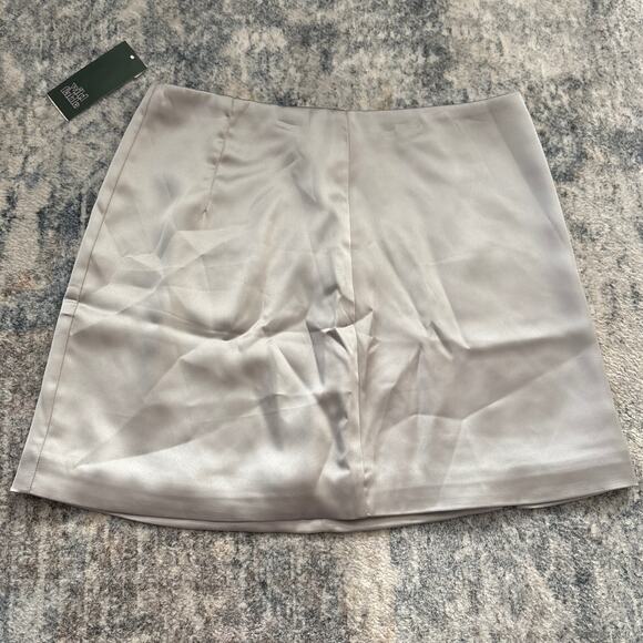 wild fable Dresses & Skirts - NWT Wild Fable Satin Pull On A-Line‎ Mini Skirt Silver Gray Women's Size Small